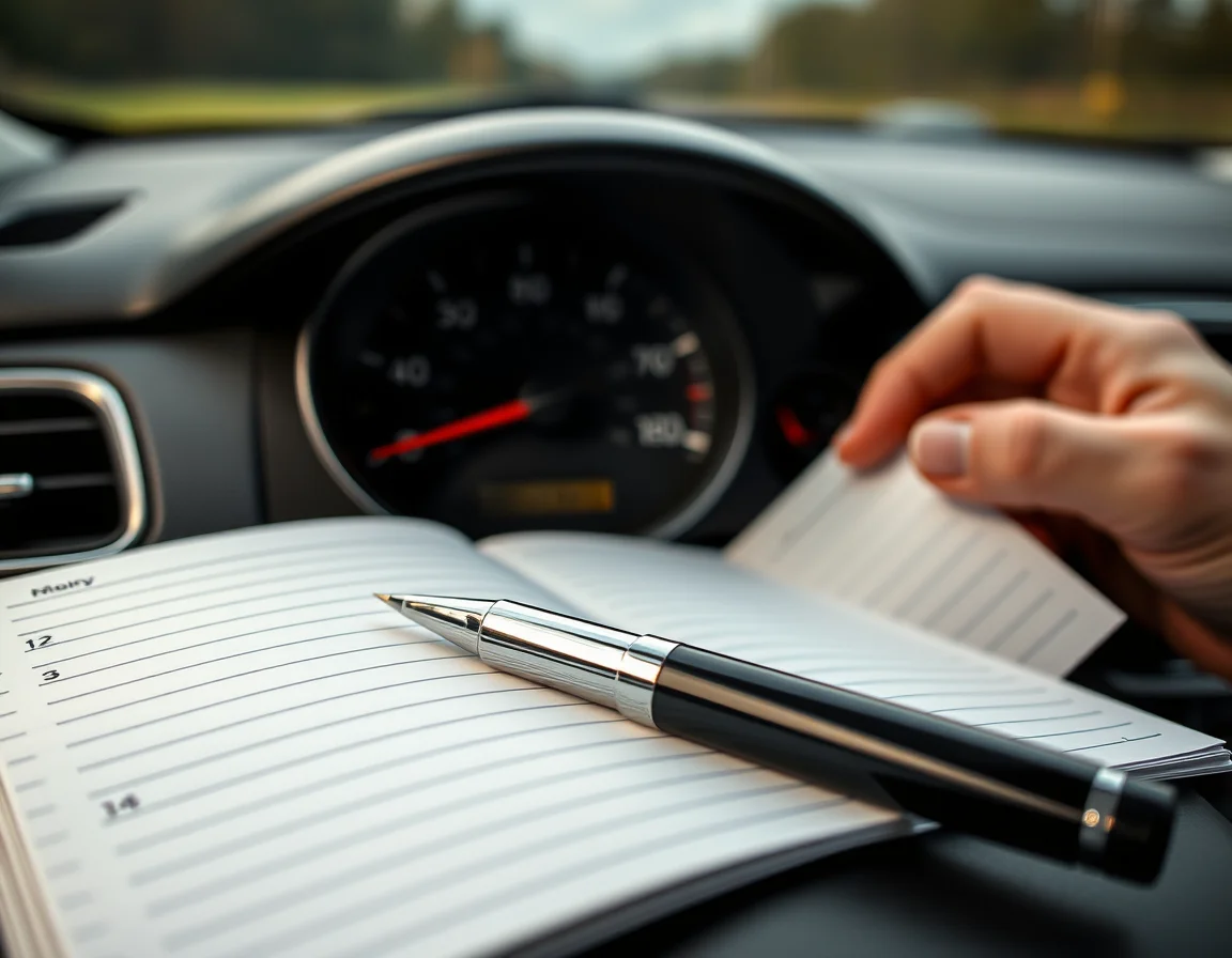 Close-up photo of a car odometer beside an open mileage logbook illustrating Car Mileage Allowance in Newcastle