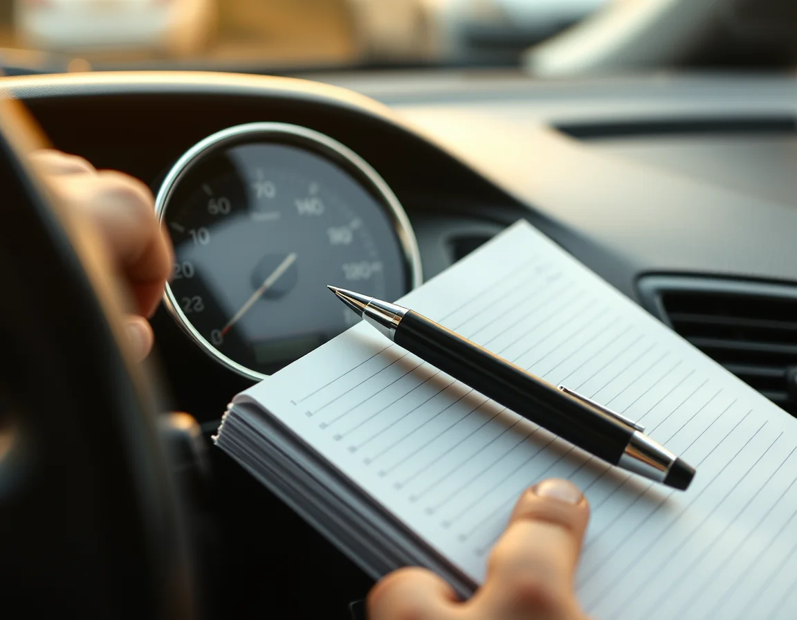 Close-up photo of a car odometer beside an open mileage logbook illustrating Car Mileage Allowance in Sheffield