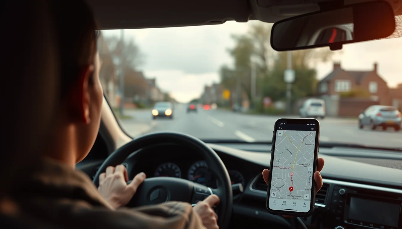 Photo from a driver's seat showing a phone mounted on the dashboard illustrating Your First Tax Return as an Uber Driver