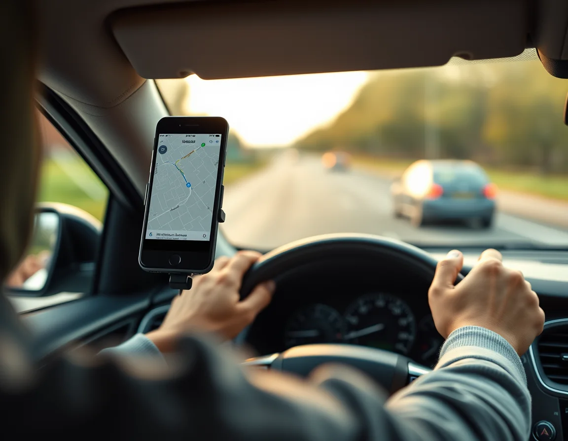 Close-up photo of a smartphone mounted on a car dashboard illustrating Key Tax Dates for Uber Drivers (2026/27)