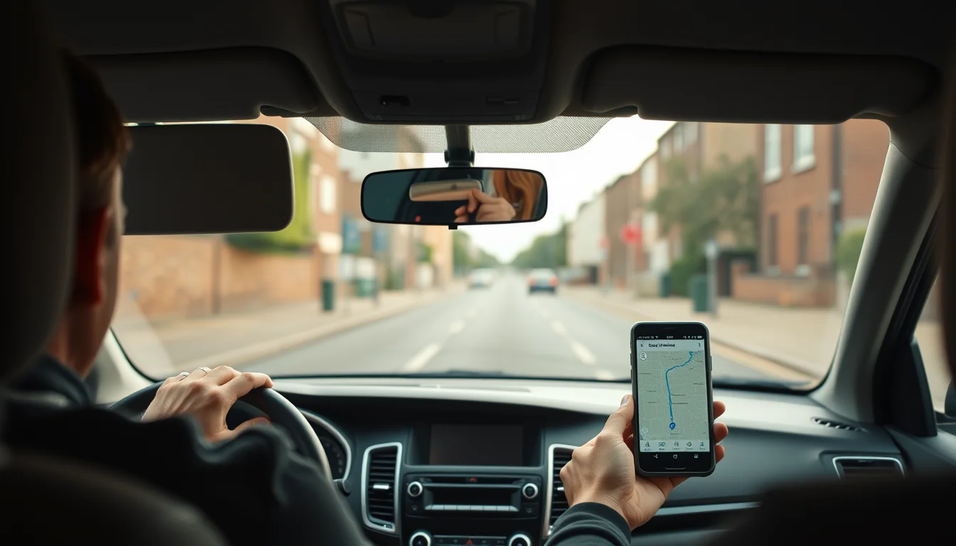 Photo from a driver's seat showing a phone mounted on the dashboard illustrating Making Tax Digital for Ride-Hailing Drivers
