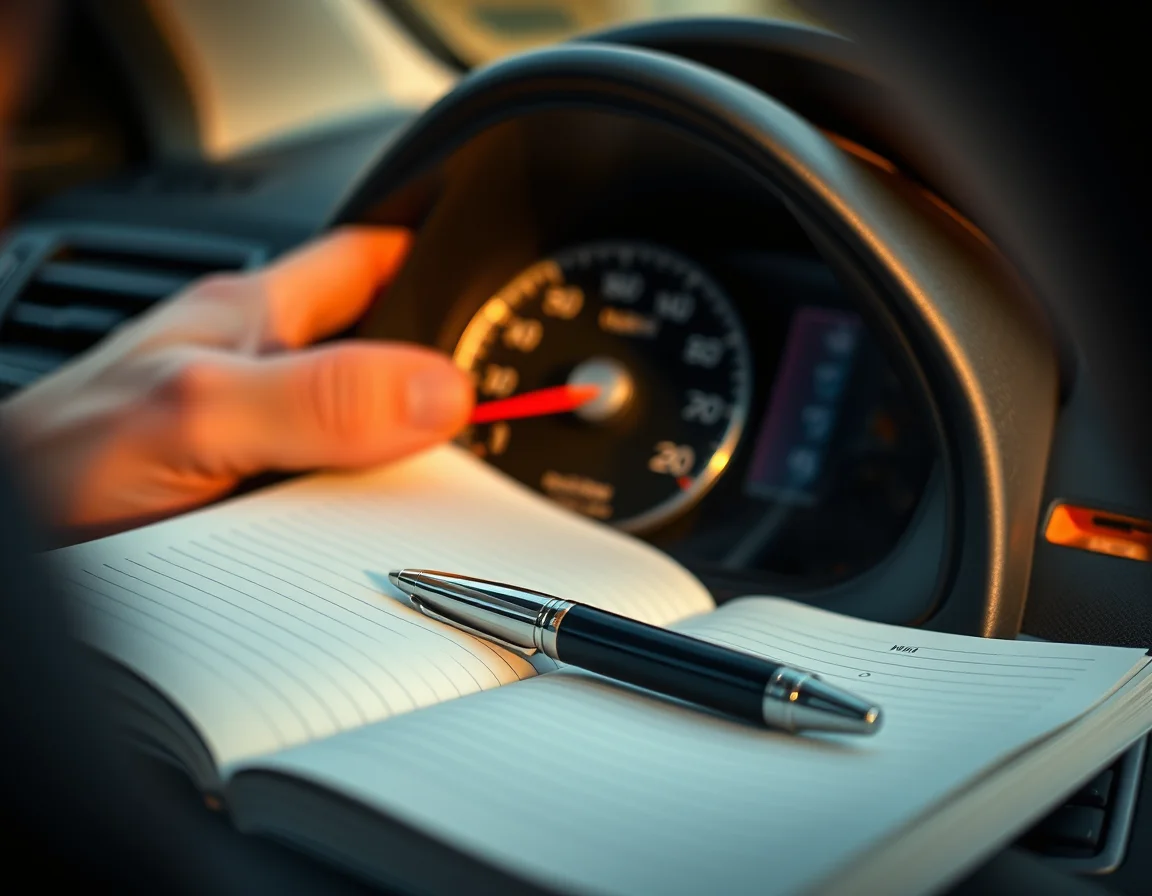 Close-up photo of a car odometer beside an open mileage logbook illustrating Mileage Allowance 2026