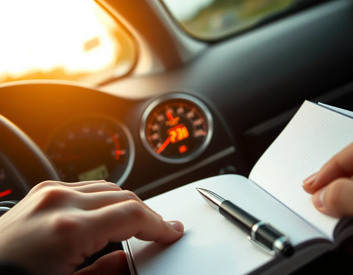 Close-up photo of a car odometer beside an open mileage logbook illustrating Mileage Allowance Scotland