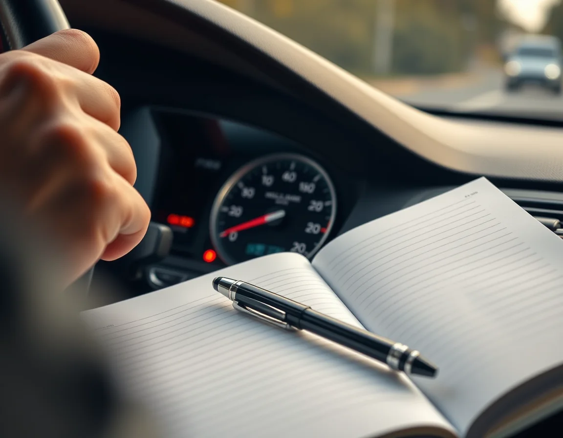 Close-up photo of a car odometer beside an open mileage logbook illustrating Mileage Allowance HMRC