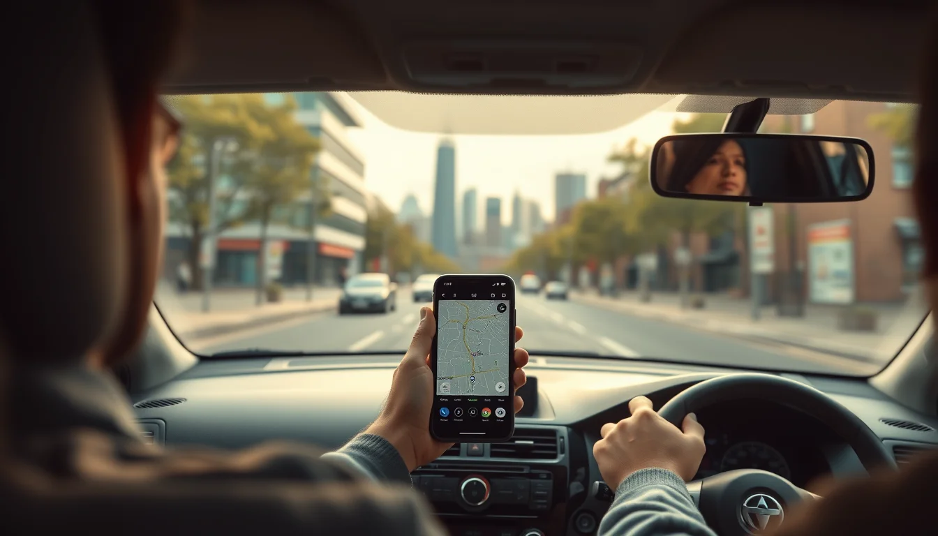 Photo from a driver's seat showing a phone mounted on the dashboard illustrating Paying Self Assessment Online in Birmingham