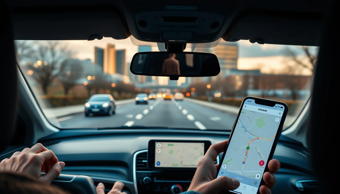 Photo from a driver's seat showing a phone mounted on the dashboard illustrating Ride-Hailing Driver Tax Return UK