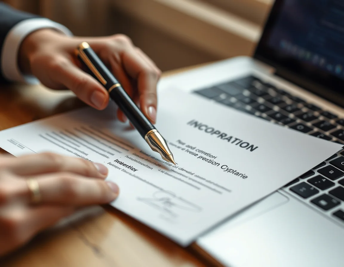 Close-up photo of a fountain pen on a signed document beside a laptop keyboard illustrating Should I Set Up A Limited Company Uber Driver in Newcastle