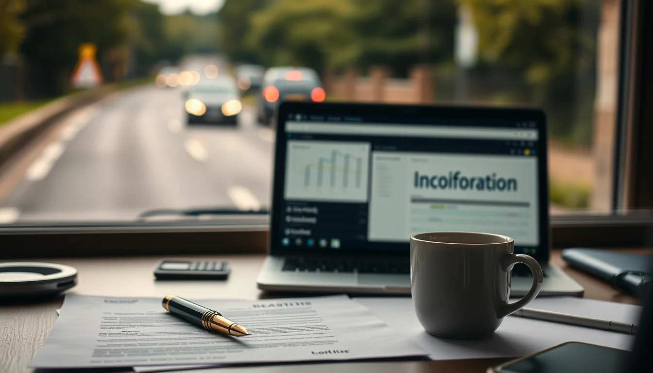 Photo of incorporation documents, a fountain pen and a laptop on a desk illustrating Sole Trader or Limited Company? An Honest Answer for Uber Drivers