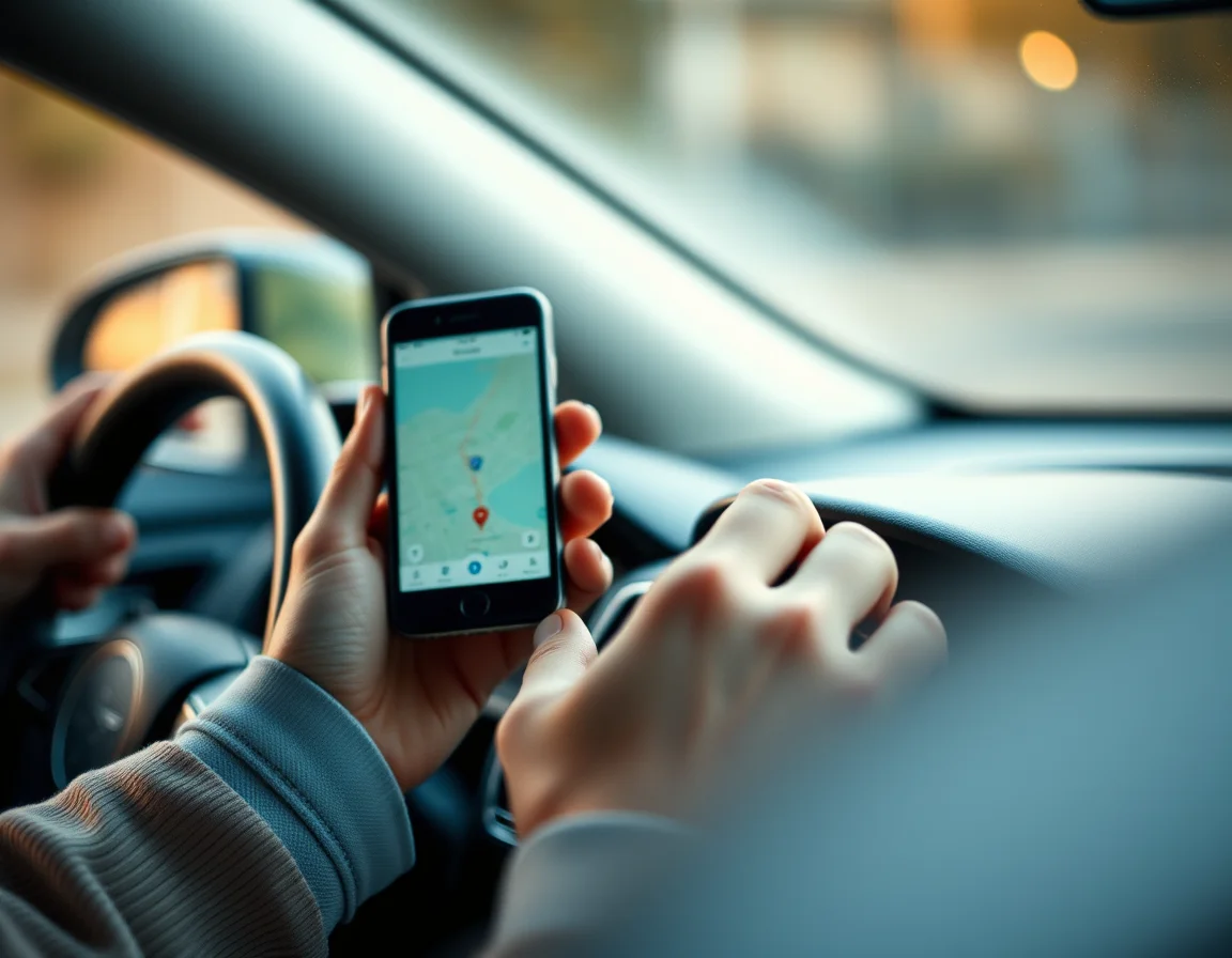Close-up photo of a smartphone mounted on a car dashboard, illustrating taxi driver accountants in Bristol, 2026 update