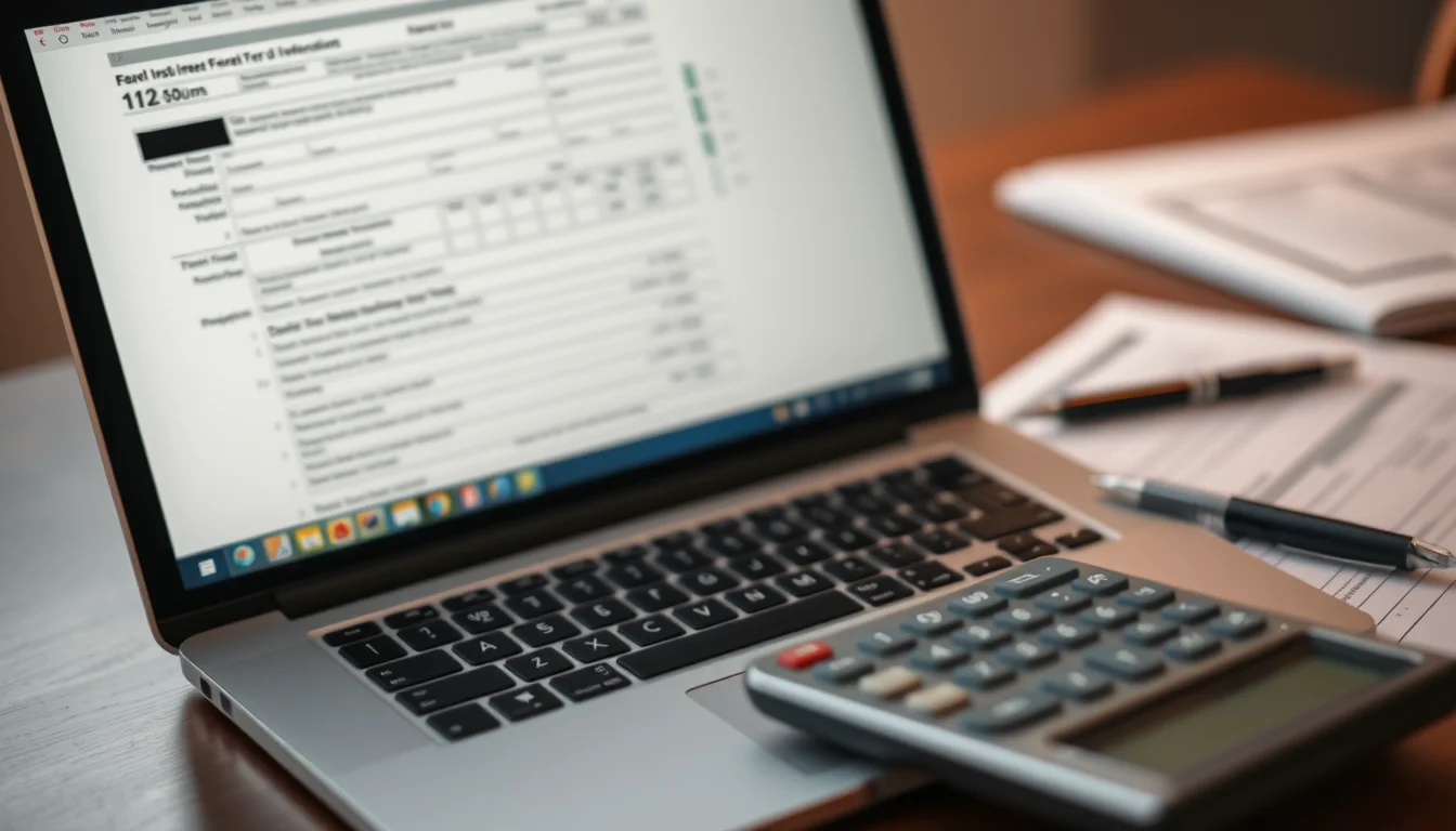Photo of a laptop with a blurred tax form beside a printed form and a calculator, illustrating the VAT threshold and your personal tax
