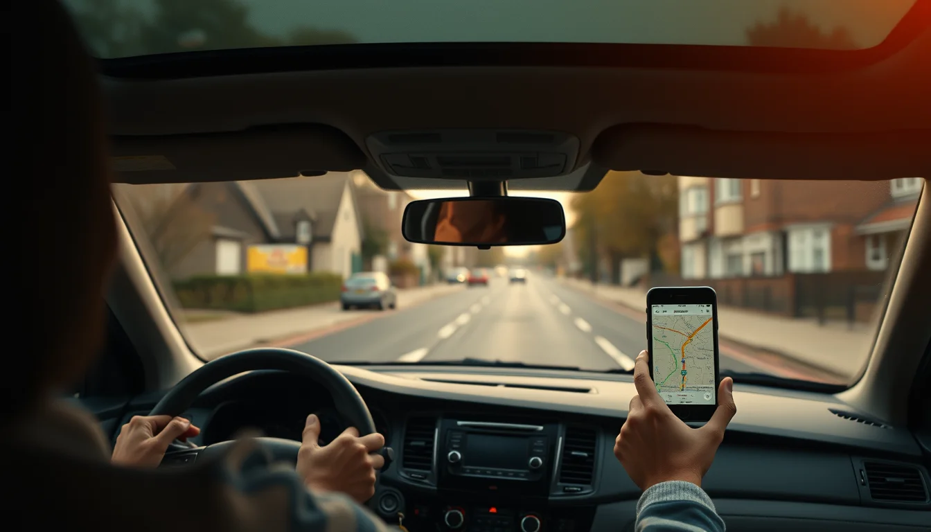 Photo from a driver's seat showing a phone mounted on the dashboard illustrating Uber Driver Allowable Expenses