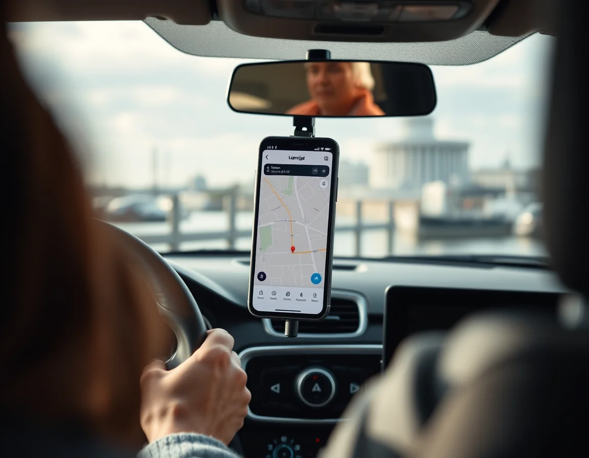 Close-up photo of a smartphone mounted on a car dashboard illustrating Uber Driver Tax Return UK