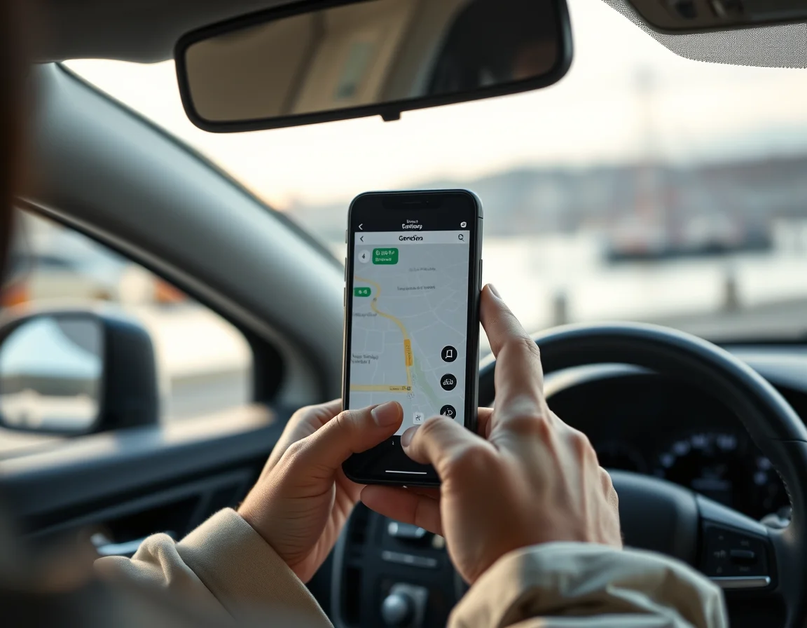 Close-up photo of a smartphone mounted on a car dashboard illustrating Uber Driver Tax Return UK