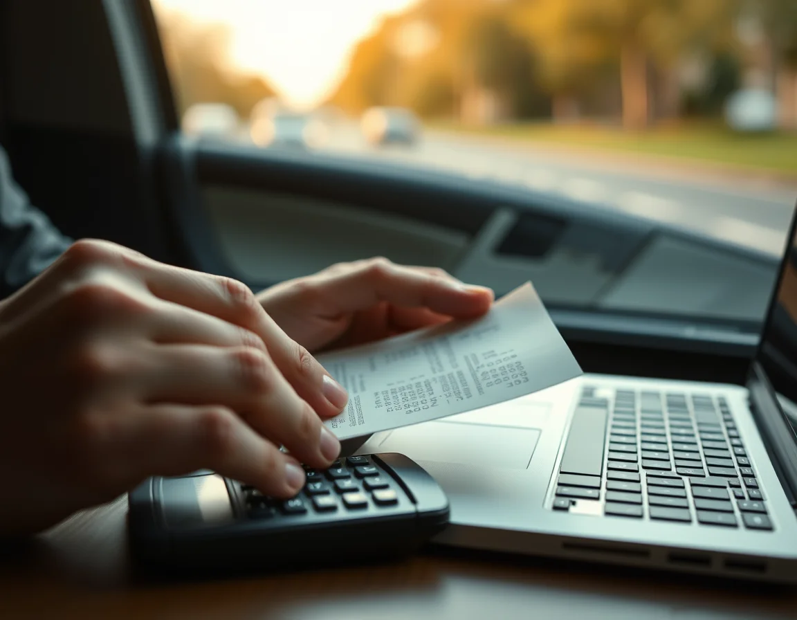 Close-up photo of receipts and a calculator on a desk illustrating VAT for Uber Drivers