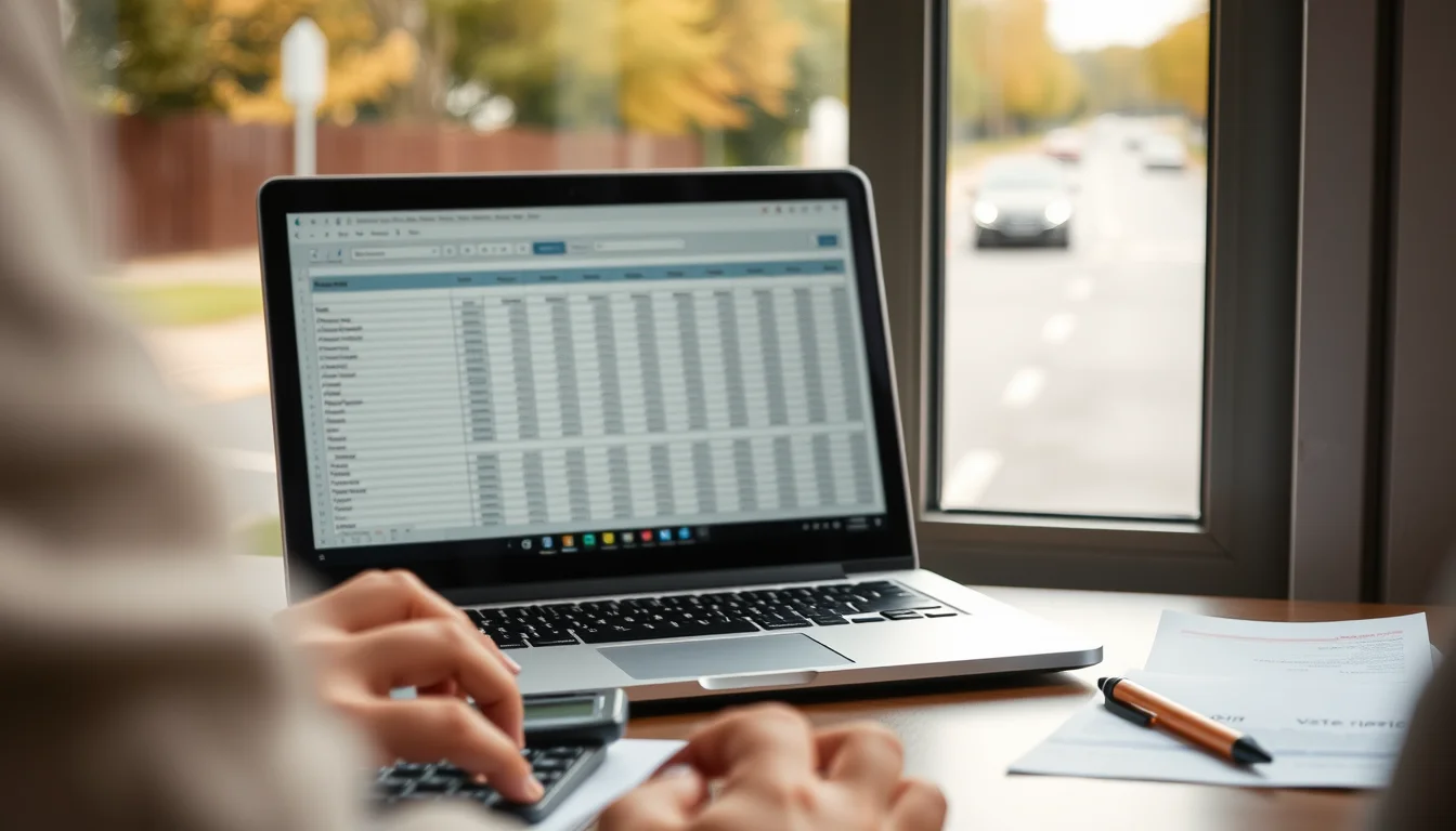 Photo of a desk with a laptop, paper receipts and a calculator illustrating VAT for Uber Drivers
