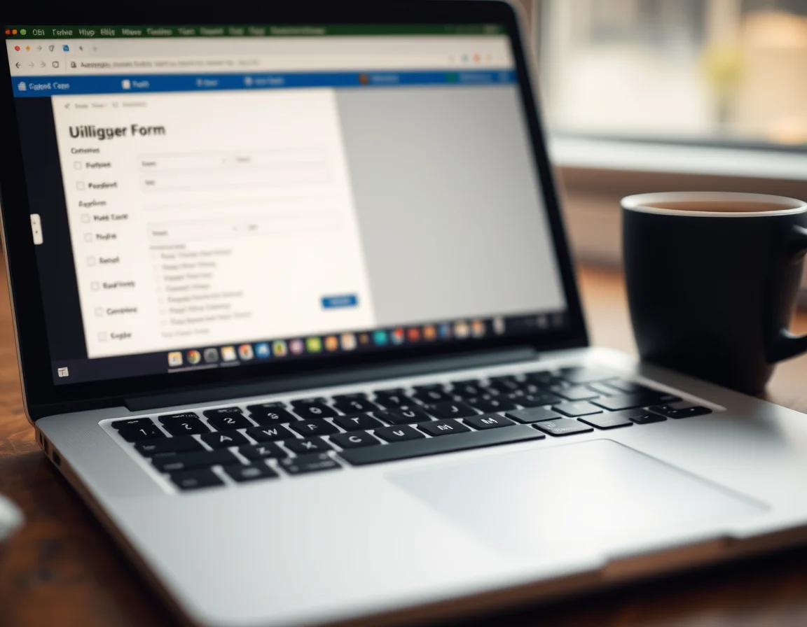 Close-up photo of a laptop with a blurred online form beside a coffee cup, illustrating VAT registration for London drivers, 2026 update